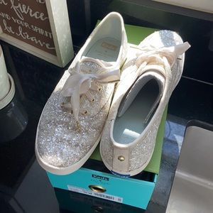 Kate spade glitter cream keds (wedding shoe)